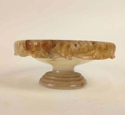 Alabaster bowl on pedestal
(small chips)
Height...