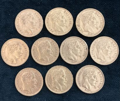 Lot of 10 20 F gold coins, worn and rubbed

Sold...