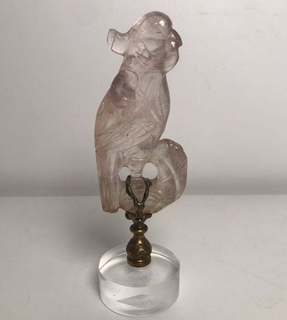 CHINA
Rose quartz budgie 
With base
Height...