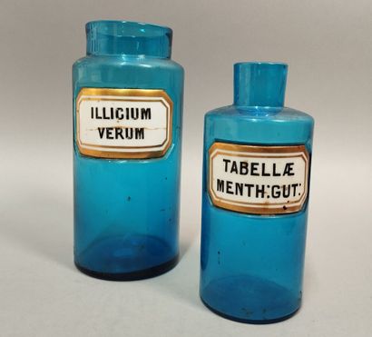 Set of two turquoise and enameled glass medicine...