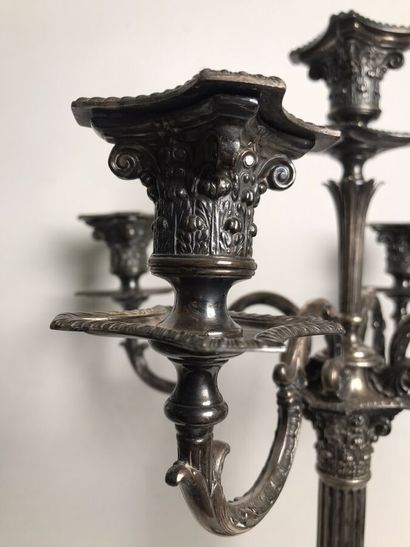 Pair of silver-plated five-light candelabra
Marked...