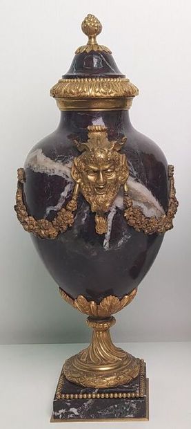 Pair of marble and gilt bronze cassolettes...