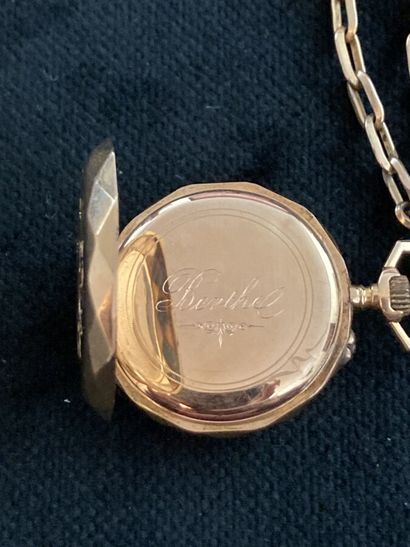 Yellow gold collar watch, engraved, with...