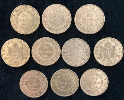 Lot of 10 20 F gold coins, worn and rubbed

Sold...