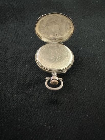 800 silver collar watch, white enameled dial...