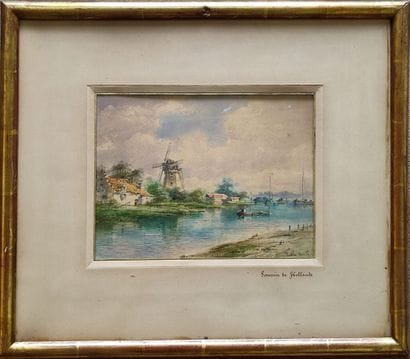OUVRIE Justin (1806-1879)
Souvenir de Hollande
Watercolor,...