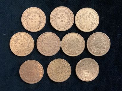 Lot of 10 20 F gold coins, worn and rubbed

Sold...