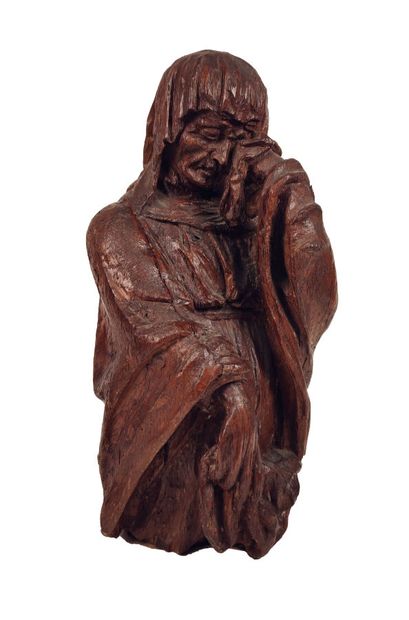 Carved oak bust of a Virgin of Calvary or...