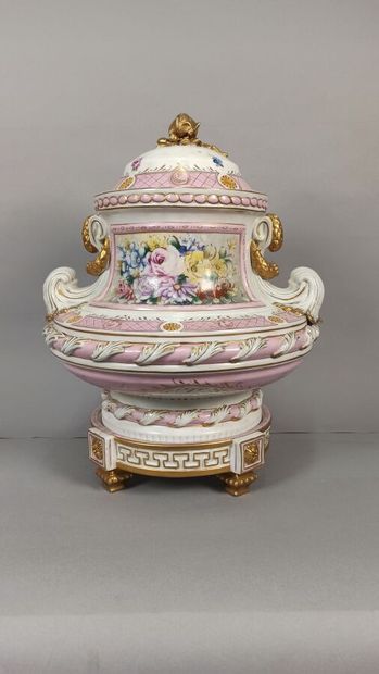 Porcelain covered vase with polychrome and...