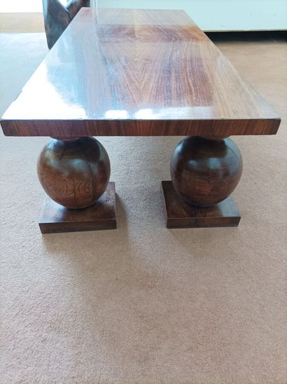 Rectangular veneered coffee table on ball...