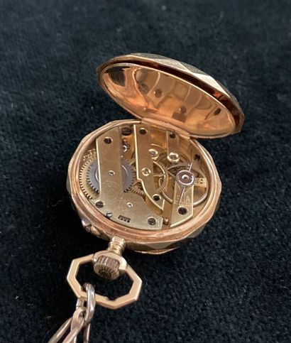 Yellow gold collar watch, engraved, with...