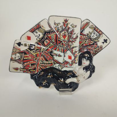Porcelain ashtray with card design
Circa...