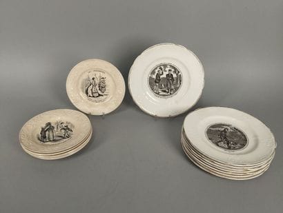 Set of eight plates decorated with 