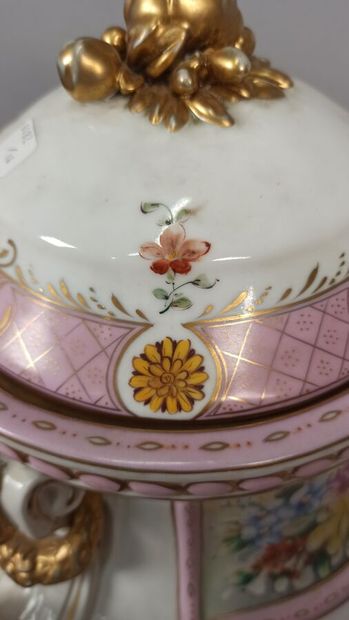 Porcelain covered vase with polychrome and...