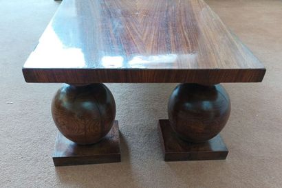 Rectangular veneered coffee table on ball...