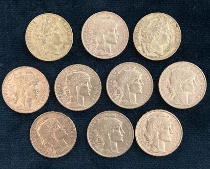 Lot of 10 20 F gold coins, worn and rubbed

Sold...