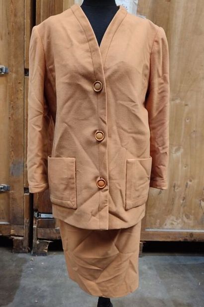CARVEN
Orange fabric ensemble with single-breasted...