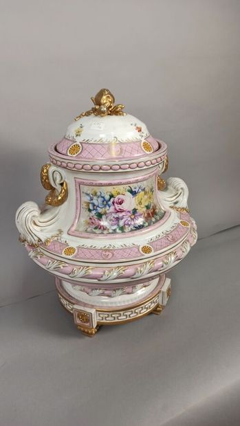 Porcelain covered vase with polychrome and...