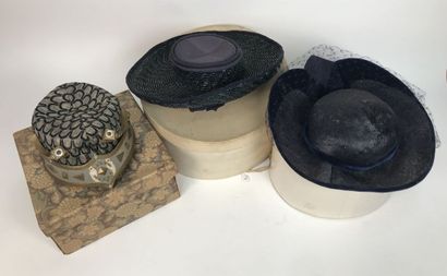 Set of three hats and their boxes, two signed...