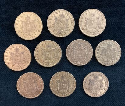 Lot of 10 20 F gold coins, worn and rubbed

Sold...