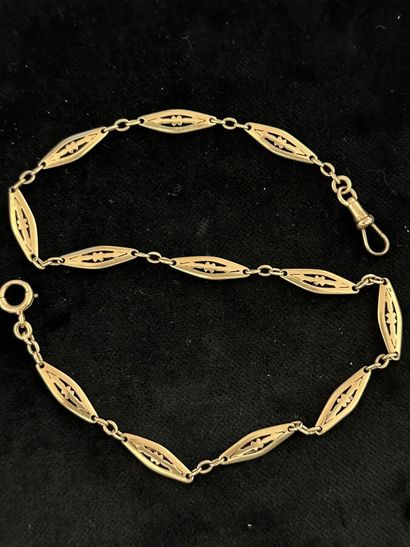 18k yellow gold watch chain with forçat links...