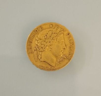 One 20 F gold coin, Marianne tête laurée,...