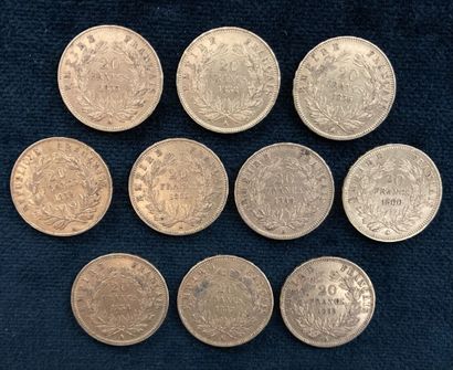 Lot of 10 20 F gold coins, worn and rubbed

Sold...