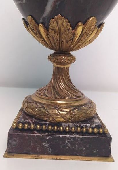 Pair of marble and gilt bronze cassolettes...