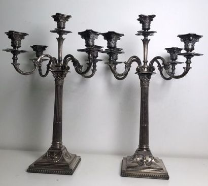 Pair of silver-plated five-light candelabra
Marked...