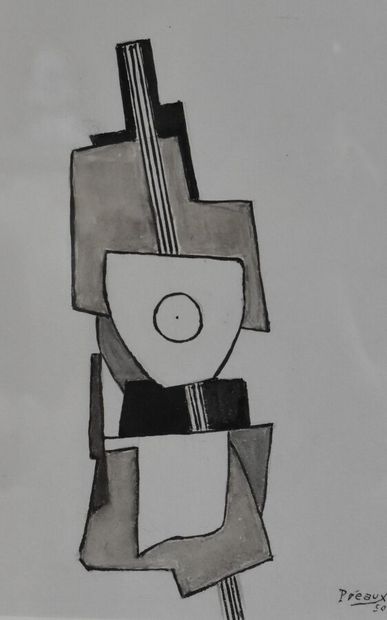 Raymond PRÉAUX (1916-1997)
Composition, 1950
Ink...