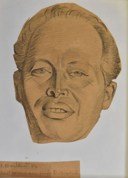 Henryk BERLEWI (1894-1967)
Man's head, 1943
Charcoal...