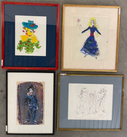 Contemporary school 
Set of four drawings,...
