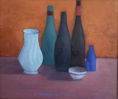 AHIL (1927-2001)
III Hommage à Morandi, 1983
Oil...