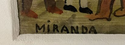 MIRANDA 
Bathing
Oil on panel
Signed lower...