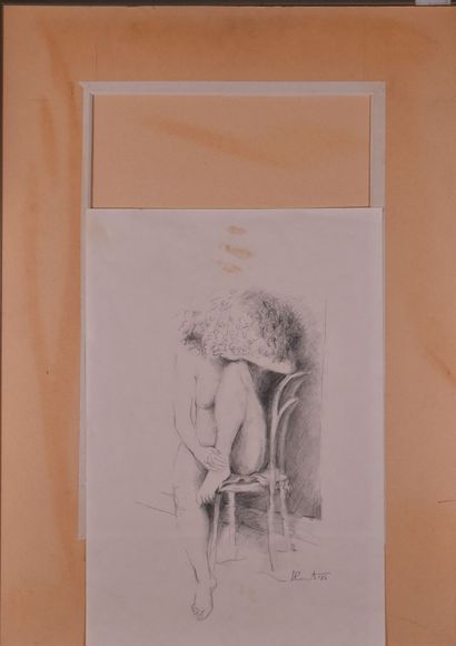 French school 
Seated nude 
Pencil on paper
Signed...