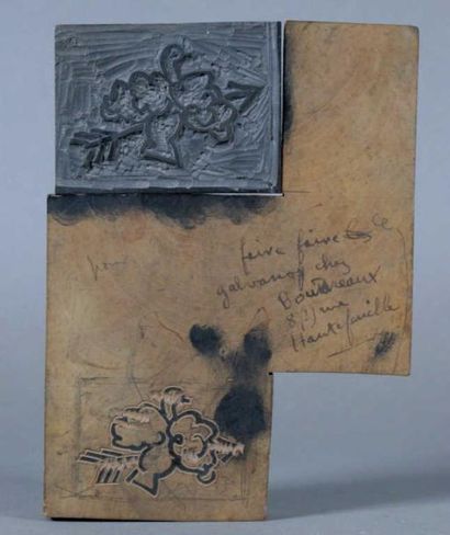 Lot divers comprenant: une plaque à imprimer;...