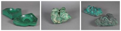 Lot en malachite: deux cendriers et 3 mo...