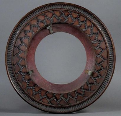 Cadre rond pour assiette en bois sculpté,...