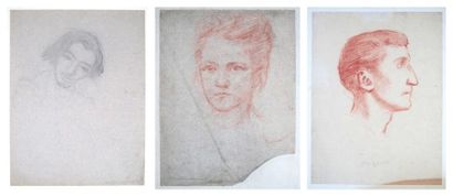 CROS Henri (1840-1907)
Lot de trois portraits:...