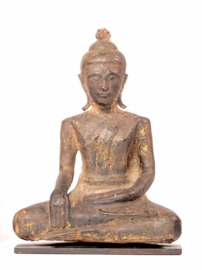 LAOS
Statuette de bouddha en bronze à patine...
