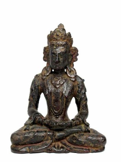 NEPAL
Statuette de bouddha en bois laqué,...
