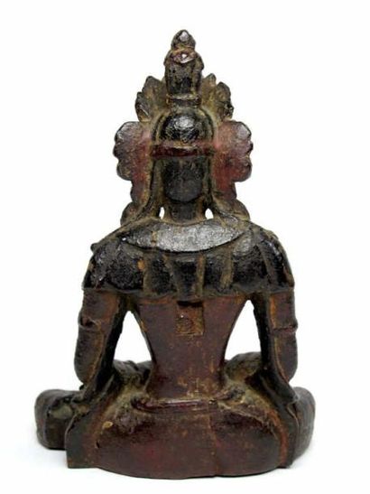 NEPAL
Statuette de bouddha en bois laqué,...