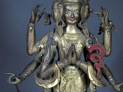 TIBET
Statuette d'Avalokitesvara à onze têtes...