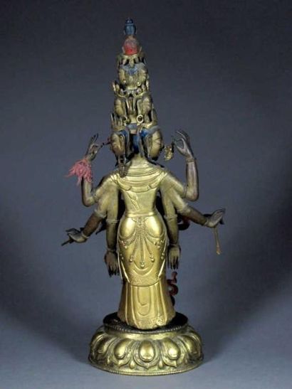 TIBET
Statuette d'Avalokitesvara à onze têtes...
