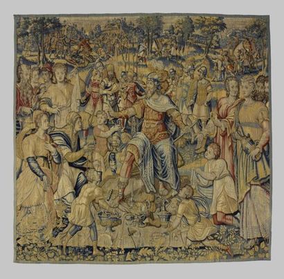 Panneau de tapisserie en laine et soie représentant:...