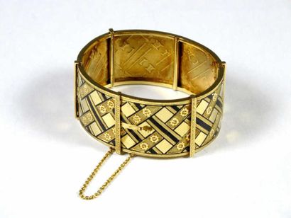 Large bracelet articulé en or jaune 18K,...