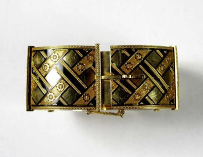 Large bracelet articulé en or jaune 18K,...