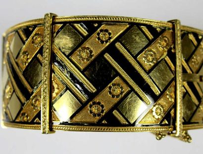 Large bracelet articulé en or jaune 18K,...