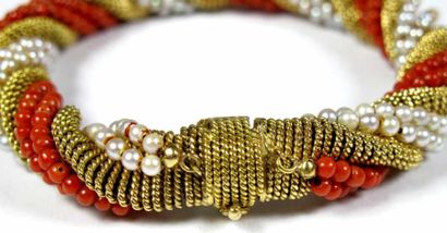 Bracelet souple en or jaune 18K, à décor...
