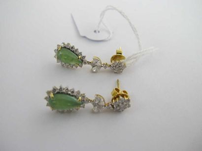 Paire de boucles d'oreille en or jaune 18K,...